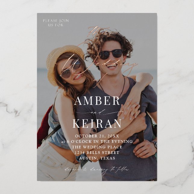 Lightly Tinted Shades- Photo Wedding Foil Invitation (Front)