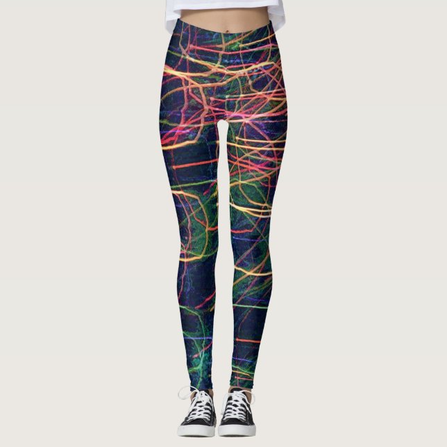 Lightning Abstract Art Colorful Leggings (Front)
