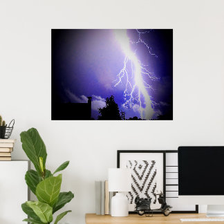 Lightning Among a Dark Blue Sky Poster