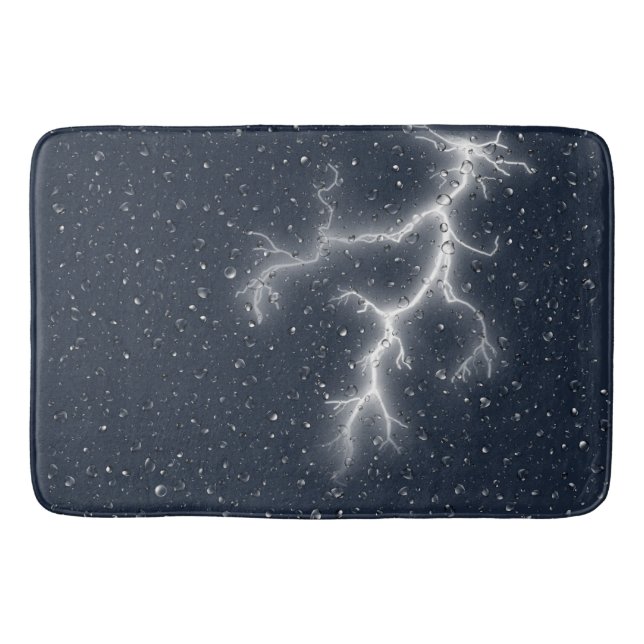 Lightning and Raindrops Bath Mat (Front)