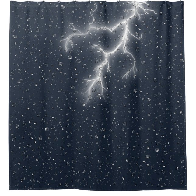 Lightning and Raindrops Shower Curtain (Front)