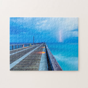 Lightning At Navarre Beach Pier Jigsaw Puzzle