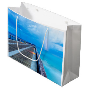 Lightning At Navarre Beach Pier Large Gift Bag