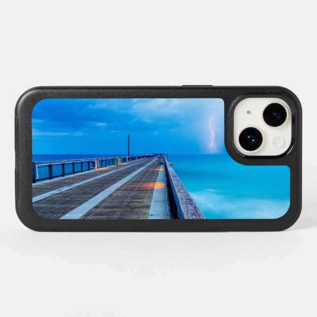 Lightning At Navarre Beach Pier Otterbox iPhone Case (Back Horizontal)
