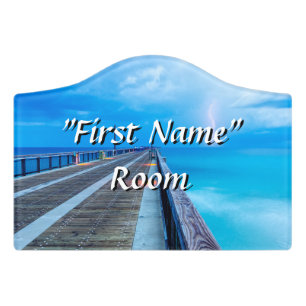 Lightning At Navarre Beach Pier Room Sign