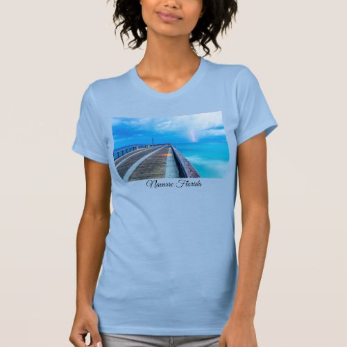 Lightning At Navarre Beach Pier T_shirt