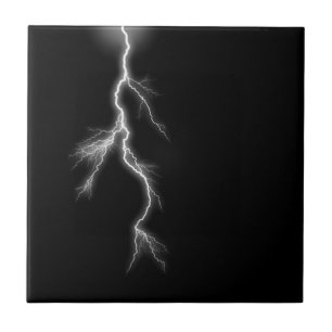 Lightning Bolt against Black Sky Tile