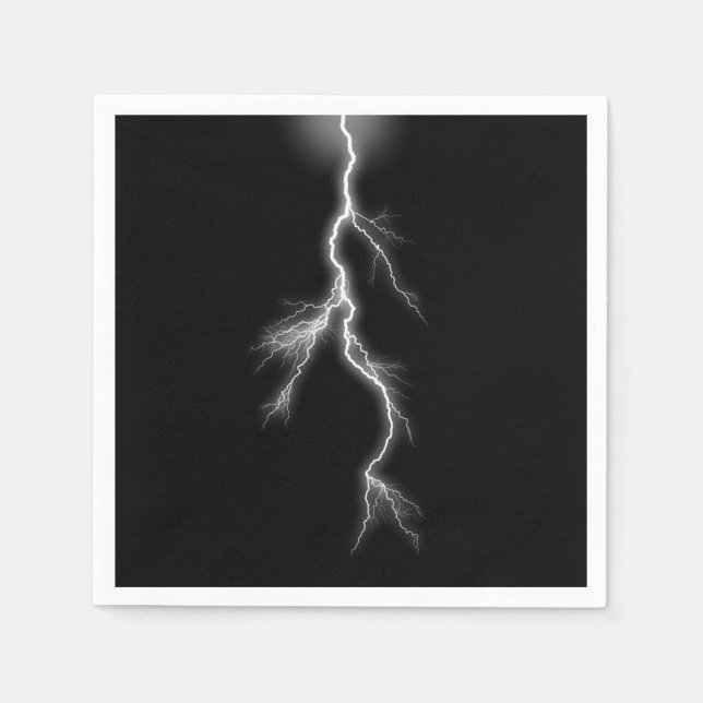Lightning Bolt against Dark Sky Paper Napkins (Front)