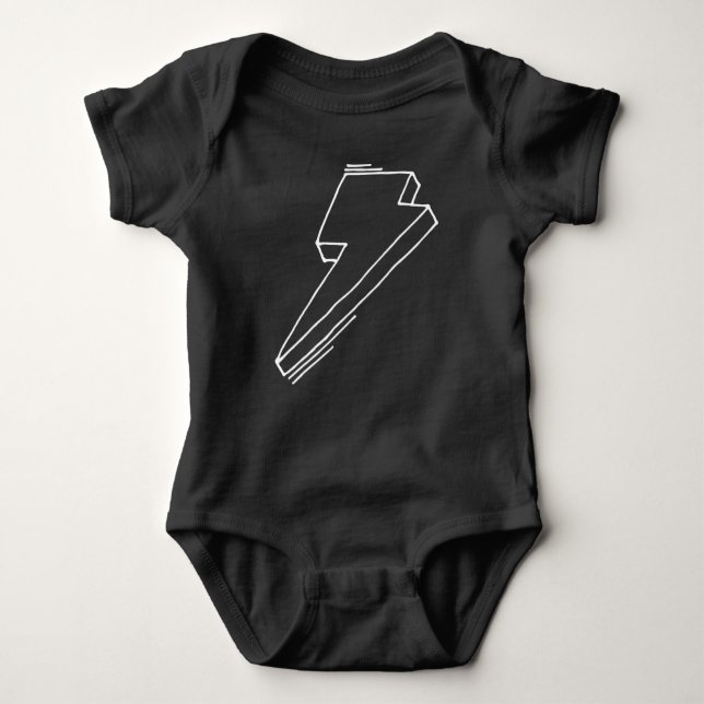 Lightning Bolt Baby Bodysuit Black (Front)