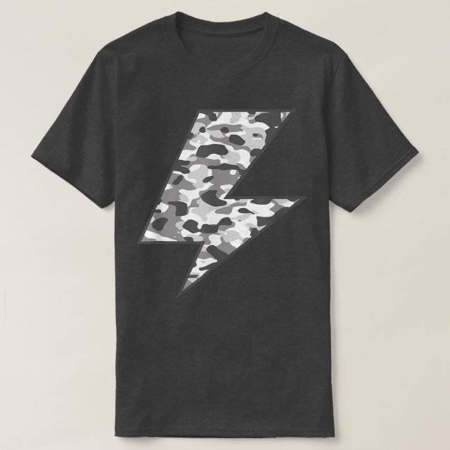 Lightning Bolt Black Camo Graphic Tee Grey Camoufl (Design Front)