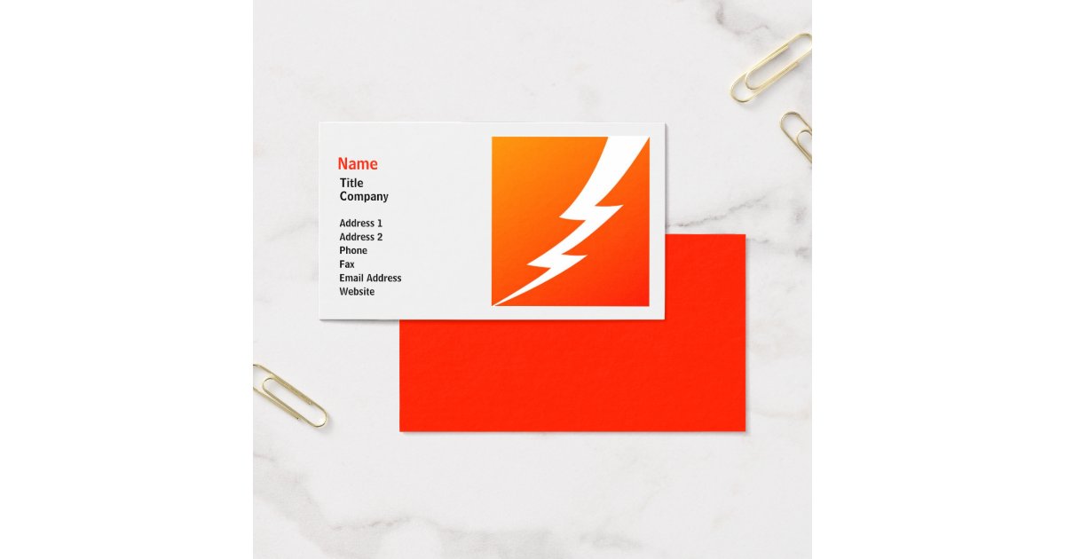 Lightning Bolt Business Card Template Zazzle