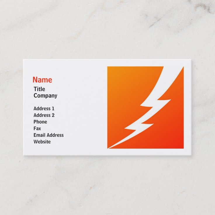 Lightning Bolt Business Card Template | Zazzle