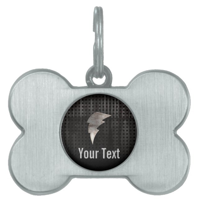 Lightning Bolt; Cool Black Pet ID Tag (Front)