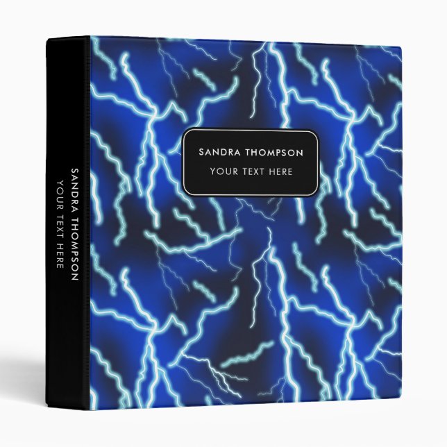 Lightning Bolt Electricity Thunderstorm Night Sky 3 Ring Binder (Front/Spine)