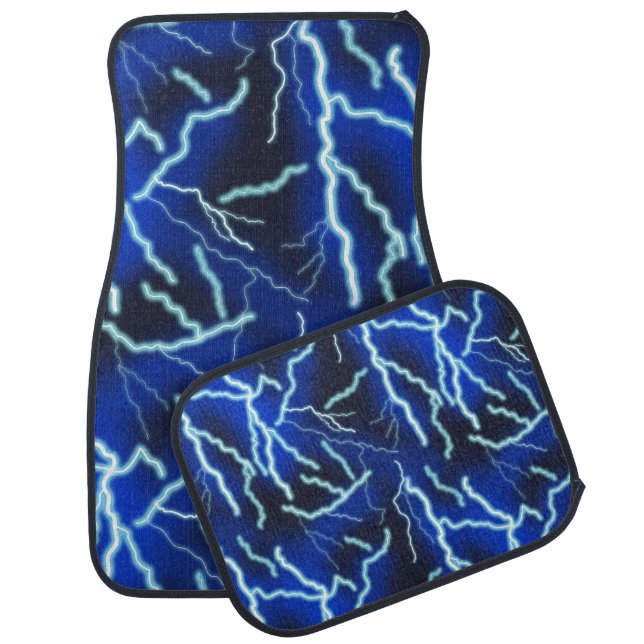 Lightning Bolt Electricity Thunderstorm Night Sky Car Floor Mat (Set)