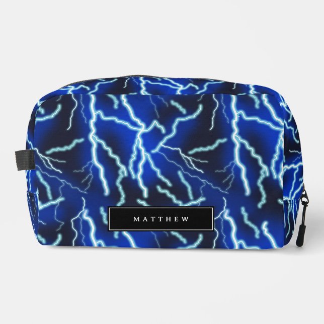 Lightning Bolt Electricity Thunderstorm Night Sky  Dopp Kit (Front)