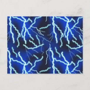 Lightning Bolt Electricity Thunderstorm Night Sky Holiday Postcard