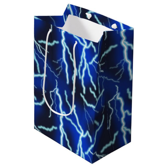 Lightning Bolt Electricity Thunderstorm Night Sky Medium Gift Bag (Front Angled)