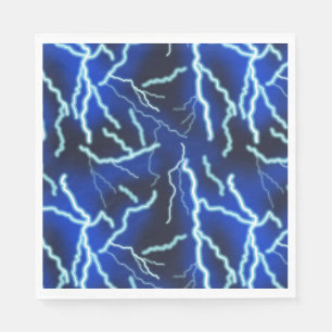 Lightning Bolt Electricity Thunderstorm Night Sky Napkins