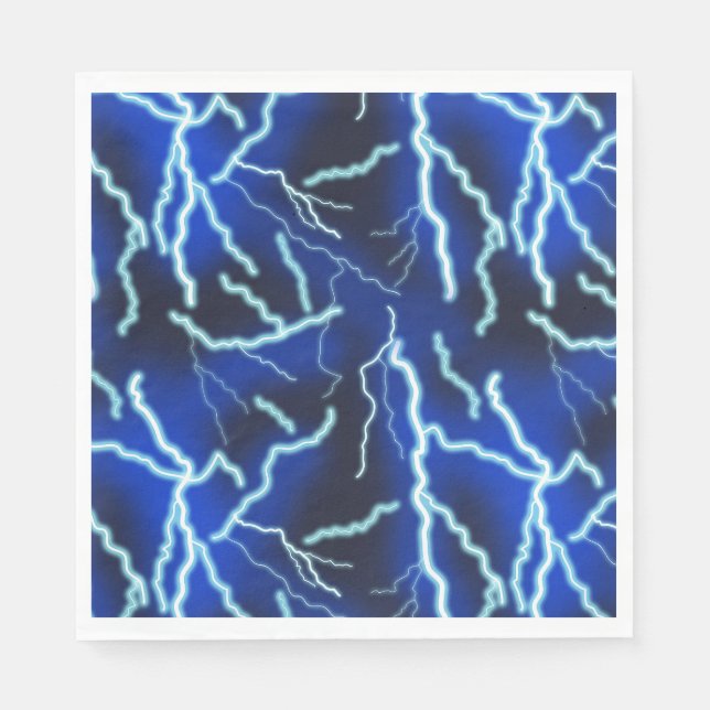 Lightning Bolt Electricity Thunderstorm Night Sky Napkins (Front)