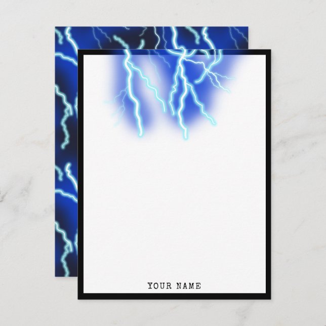 Lightning Bolt Electricity Thunderstorm Night Sky Note Card (Front/Back)