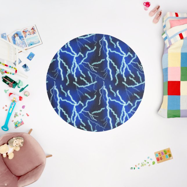 Lightning Bolt Electricity Thunderstorm Night Sky Rug (Insitu (Babyroom))