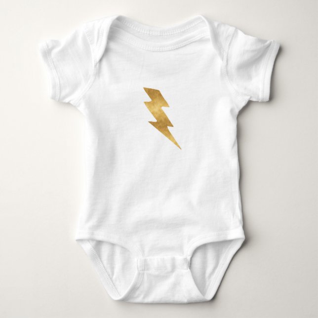 Lightning Bolt in Metallic Gold Baby Bodysuit (Front)