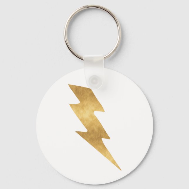 Lightning Bolt in Metallic Gold Keychain (Front)