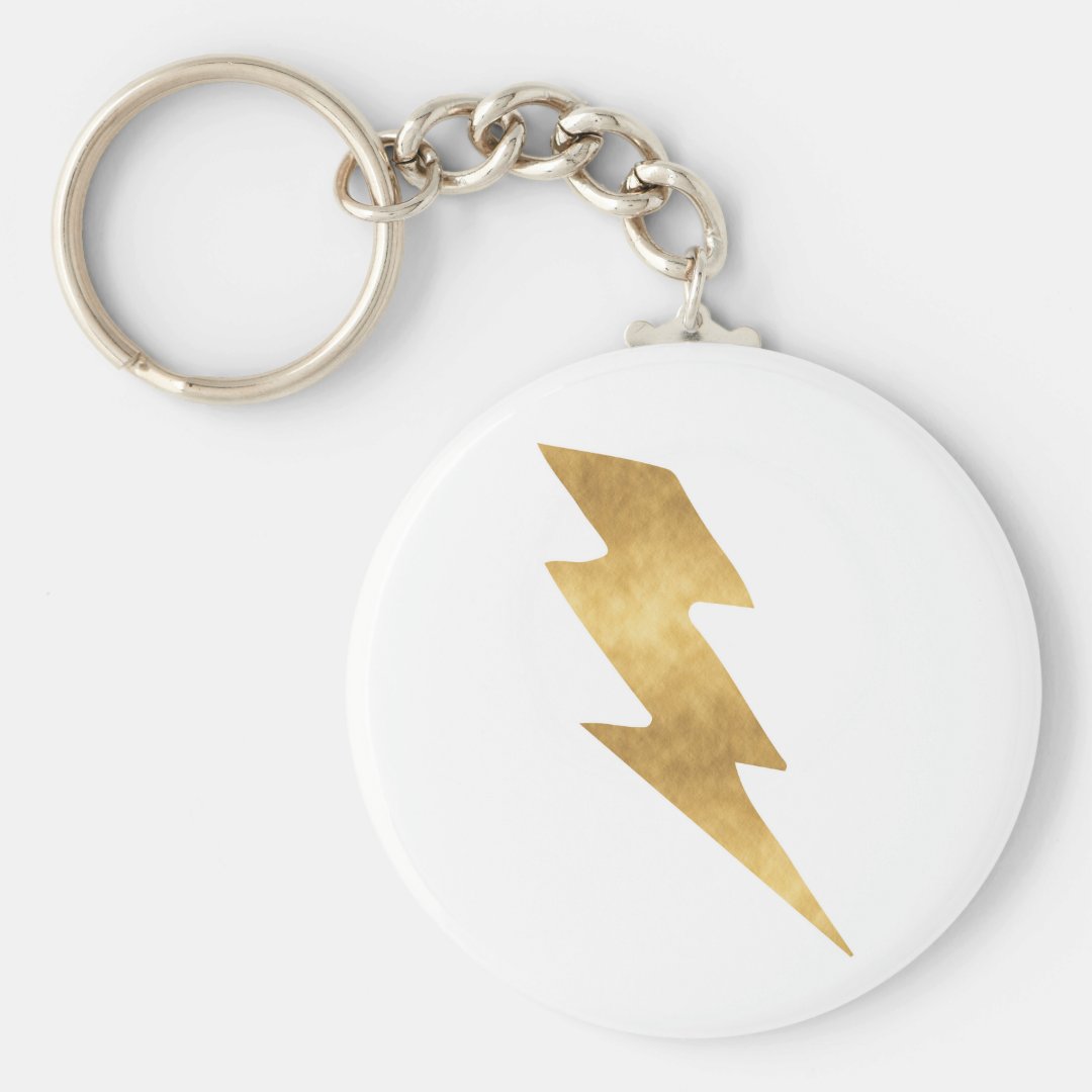 Lightning Bolt in Metallic Gold Keychain Zazzle