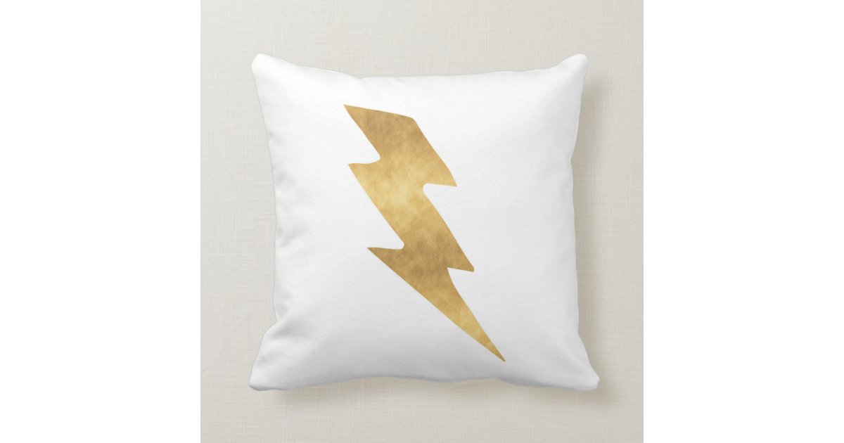 Lightning Bolt in Metallic Gold Throw Pillow