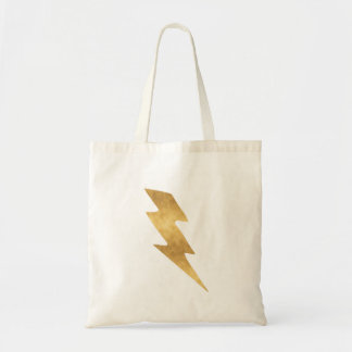 Lightning Bolt in Metallic Gold Tote Bag