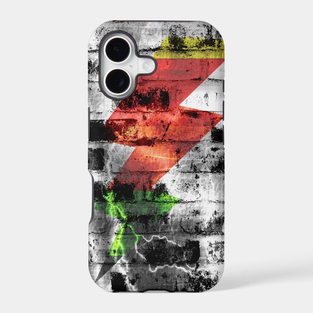 Lightning Bolt on Old Brick Wall Iphone Case (Back)