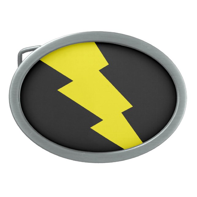 "Lightning Bolt" Oval Belt Buckle (Front)