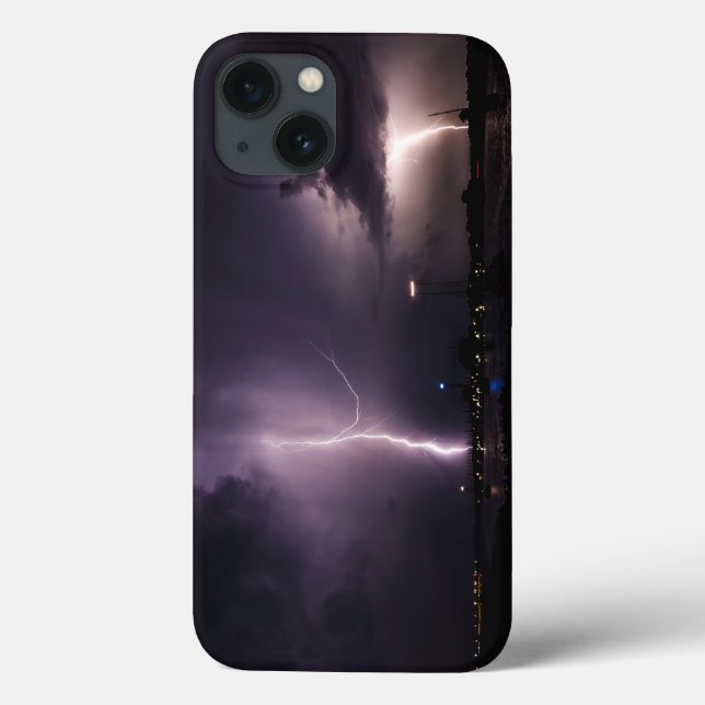 Lightning Bolt Over Harbor City Case-Mate iPhone Case (Back)