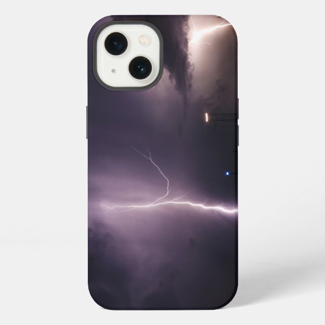 Lightning Bolt Over Harbor City Iphone Case (Back)