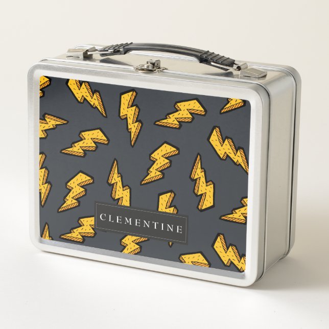 Lightning Bolt Pattern Fun and Pop Metal Lunch Box (Front)