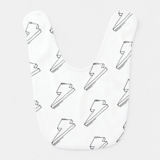 Lightning Bolt Pattern White Baby Bib