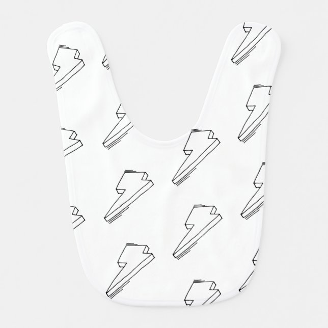 Lightning Bolt Pattern White Baby Bib (Front)