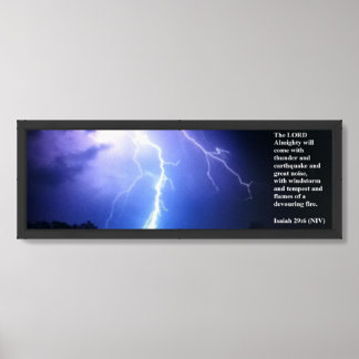 Lightning bolt pierces the night sky with Quote Framed Art