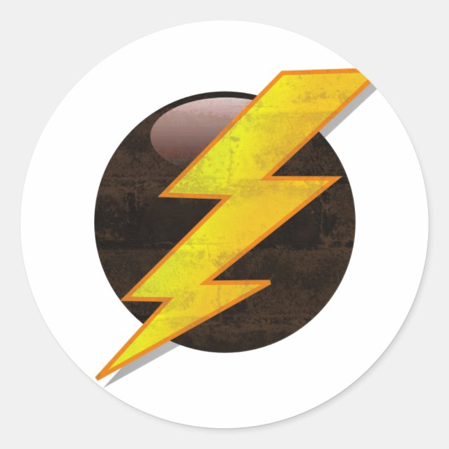 Lightning Bolt Retro Grunge Electric Badge Classic Round Sticker (Front)