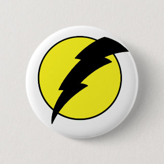 Lightning bolt retro look super hero logo button