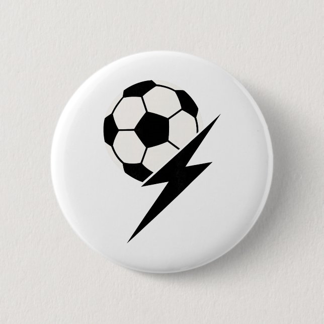 Lightning Bolt Soccer Coach Instructor Or Team Lea Button (Front)