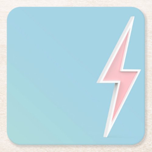 Lightning bolt symbol square paper coaster