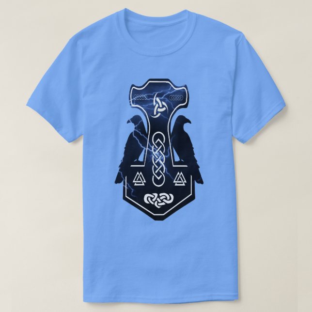 Lightning Bolt Thors Hammer T-Shirt (Design Front)