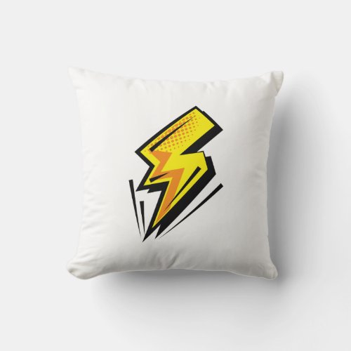 Lightning bolt _ Yellow With Black Outlines  Throw Pillow