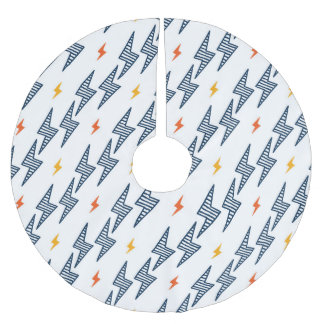 Lightning Bolts Doodle Seamless Flash Brushed Polyester Tree Skirt