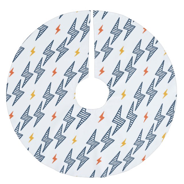 Lightning Bolts Doodle Seamless Flash Brushed Polyester Tree Skirt (Front)