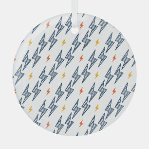 Lightning Bolts Doodle Seamless Flash Glass Ornament