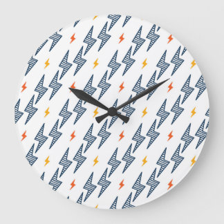 Lightning Bolts Doodle Seamless Flash Large Clock