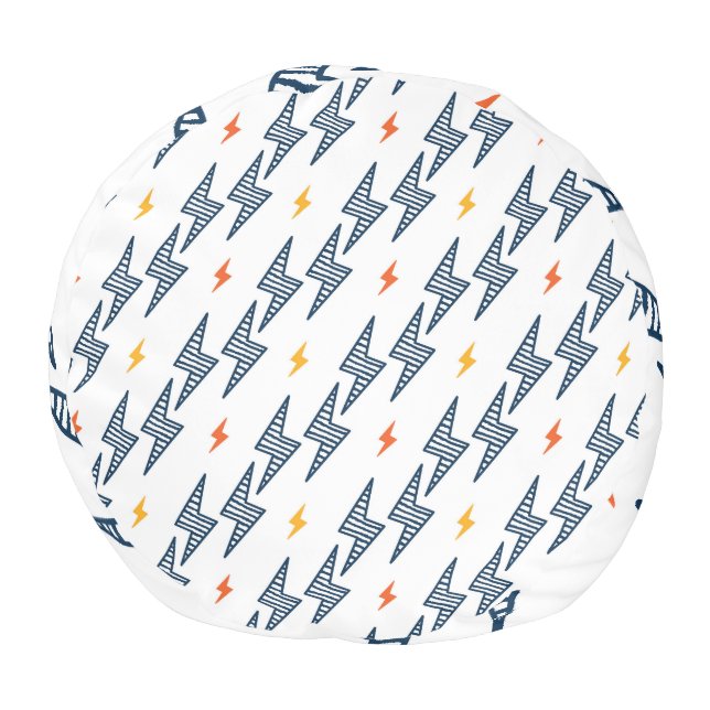 Lightning Bolts Doodle Seamless Flash Pouf (Bottom)